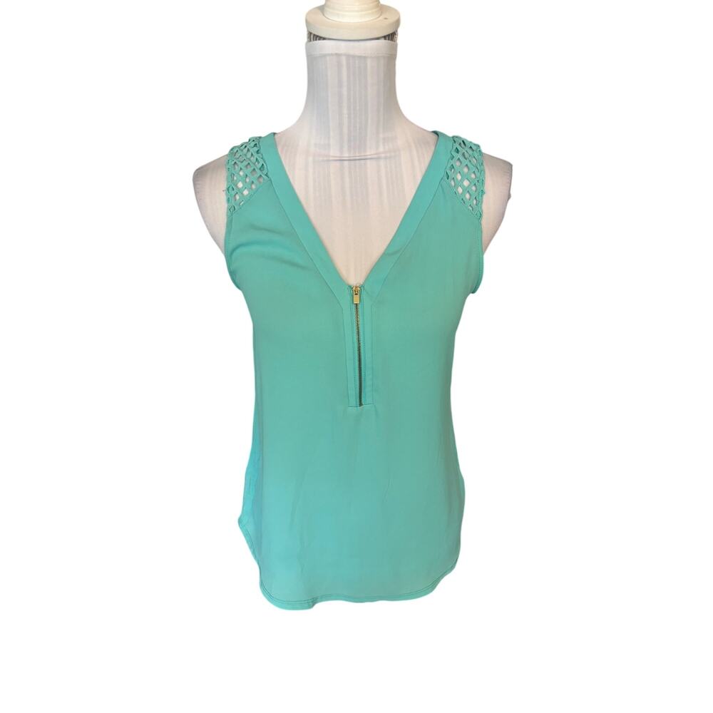 Express Teal Lace Hudson Tank V-Neck Size S